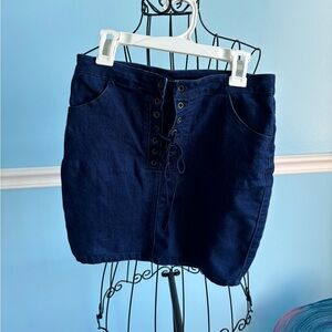 Jean Mini Skirt with Front Lace Up